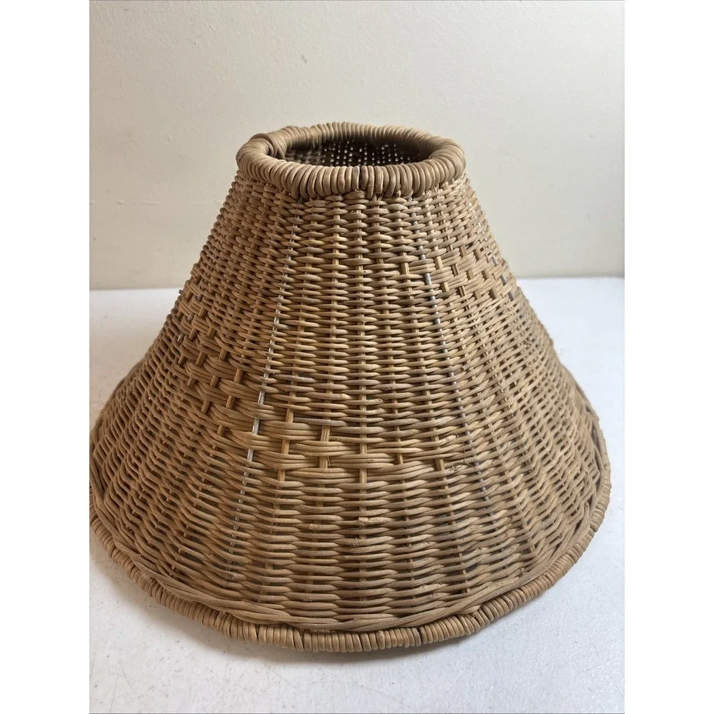 Woven Wicker Lamp Shade Handmade In‎ Africa Boho-Chic Country Cottage 8